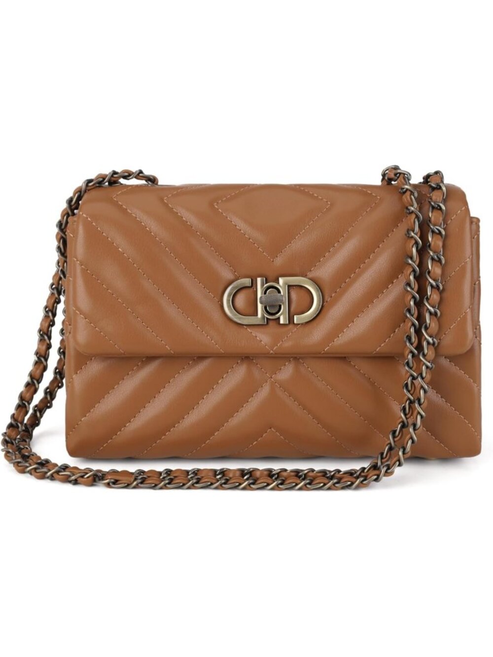 Women's Brown Vegan Leather Convertible iPad Mini Purse Crossbody Shoulder Bag